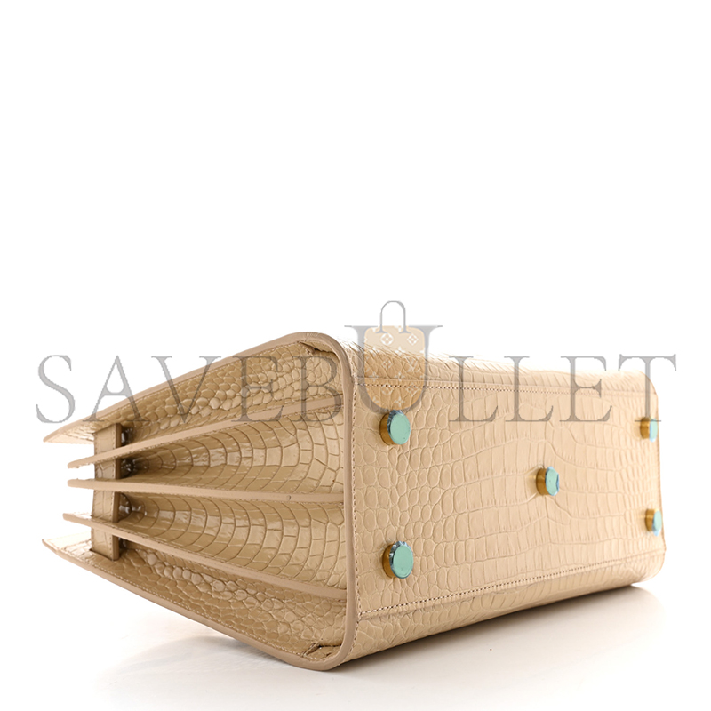 YSL CALFSKIN CROCODILE EMBOSSED BABY SAC DE JOUR NUDE 421863 (26*20.5*12.5cm)
